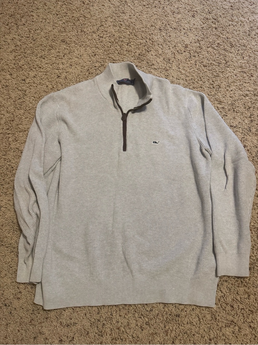 Vineyard Vines light grey Quarter-Zip Waffle Knit Sweater size large